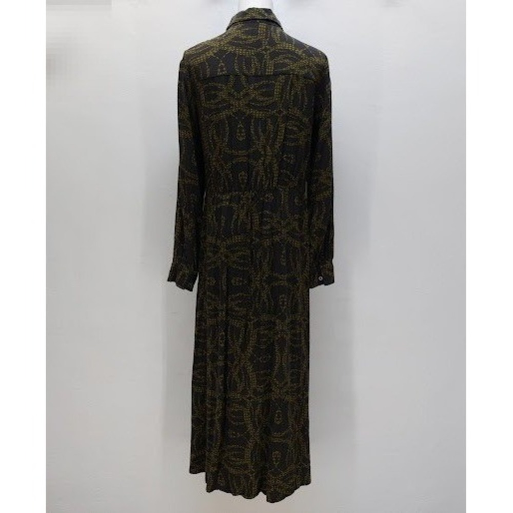 Richard Allen x H&M Shirt Dress Women's Size 4 Grey Green Snake Print Maxi Mod - Picture 3 of 11